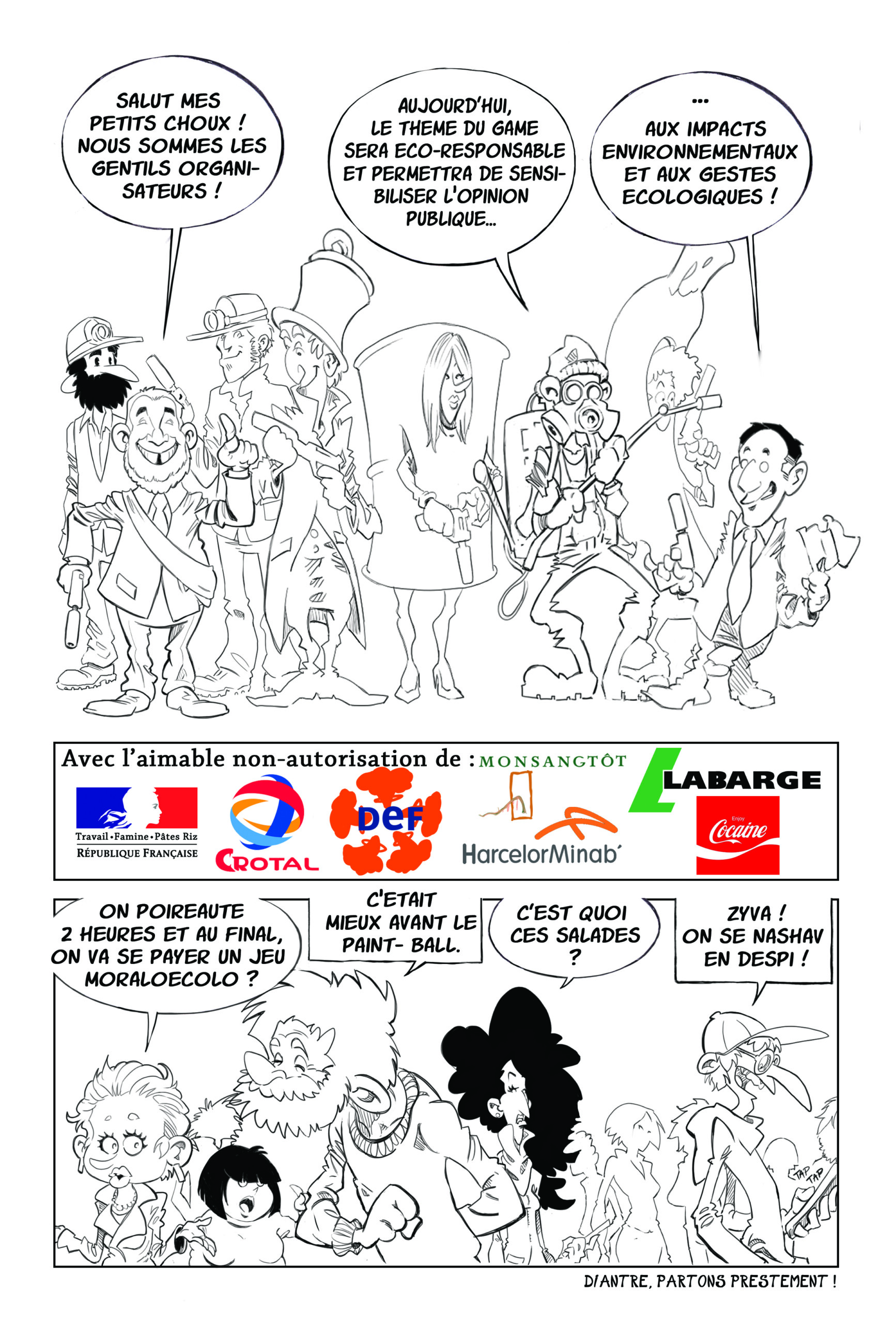 Les organisateurs de Courgette Party accueillent les participants et présentent le thème du jour, consacré à l'écologie et à la sensibilisation environnementale. Face à cette annonce, plusieurs visiteurs affichent un enthousiasme très limité et s'interrogent sur le programme qui les attend.