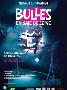Affiche du festival 2ème édition du festival BD Bulles en Baie de seine